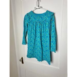 Tea Collection Long Sleeve Teal Blue Floral Knit Ruffle Dress Girl's Size 12